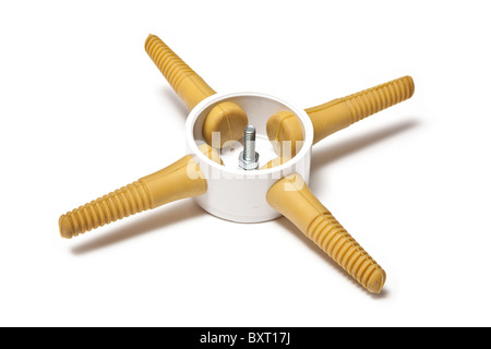 Chicken plucker power drill attachment isolated on a white studio background. Stock Photo