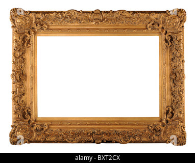 Vintage gold frame isolated over white background - With clipping path Stock Photo