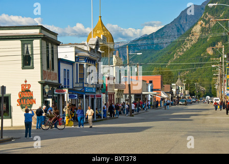 Broadway Street running through Skagway, Alaska Stock Photo