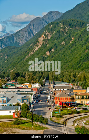 Broadway Street running through Skagway, Alaska Stock Photo