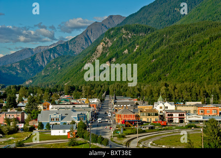 Broadway Street running through Skagway, Alaska Stock Photo