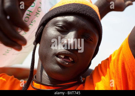 Tribal dancers take part the final independence event in Juba to encourage people to register for the January 9 2011 referendum. Stock Photo