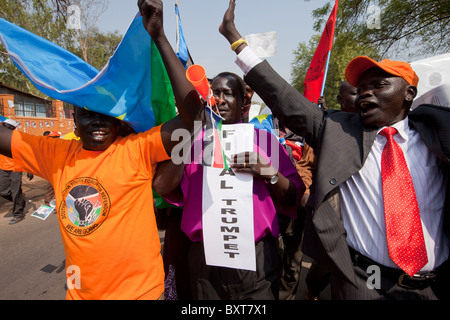 The final independence march  in Juba city centre to encourage people to register and vote in the January 9 2011 referendum. Stock Photo