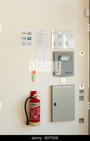 fire alarm and security control panels Stock Photo