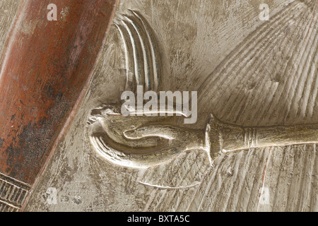 Close up of relief work showing incense burner within the Temple of Seti I at Abydos, ancient Abdju, Nile Valley Egypt Stock Photo