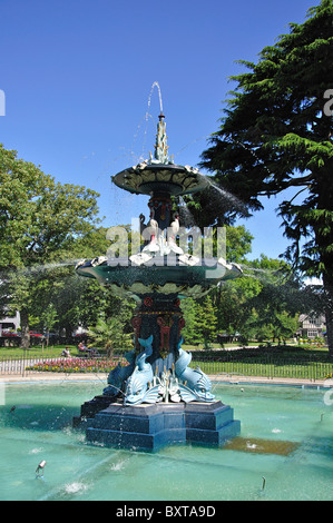 The Peacock Fountain, Christchurch Botanical Gardens, Christchurch, Canterbury, South Island, New Zealand Stock Photo