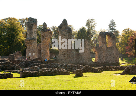 The ruins of the old Abbey at Abbey Gardens, Bury St Edmunds, Suffolk, UK Stock Photo