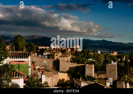 Europe, Spain, Andalucia, Granada, Alhambra, Skyline Stock Photo