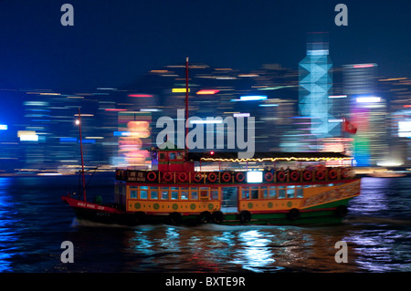 Asia, China, Hong Kong, Harbour Junk Skyline Stock Photo