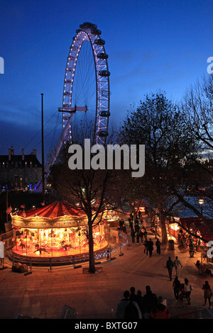 Lonon, Cologne Christmas Market On South Bank, By London Eye Stock Photo