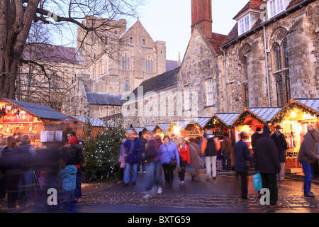 Winchester Christmas Market, Winchester Cathedral Stock Photo