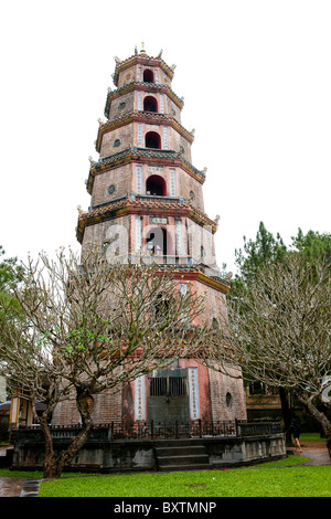 Seven-story tower, Thap Phuoc Duyen, Thien Mu Pagoda, Hue, Vietnam Stock Photo