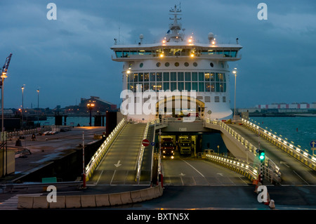 France, Dunkirk, Ferry Disembarking Stock Photo