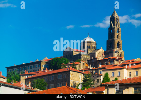 Le Puy En Velay,Notre-Dame de l'Annonciation cathedral, Haute Loire, Auvergne, France Stock Photo