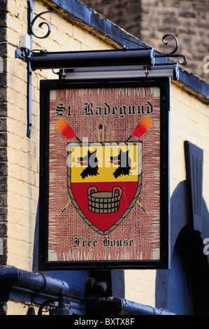 St Radegund Pub Sign, King Street, Cambridge, England, Uk Stock Photo