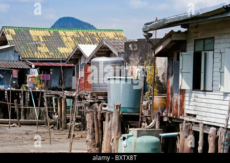 Stilted Muslim fishing village, Ko Panyi, Phang-Nga Bay, Phang-Nga Province, Thailand, Southeast Asia Stock Photo