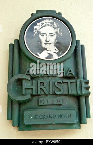 Plaque of Agatha Christie in Torquay; Agatha Christie Mile Stock Photo