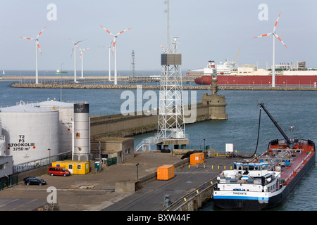 Oil storage tanks in the Port of Zeebrugge,West Flanders,Belgium,Europe Stock Photo