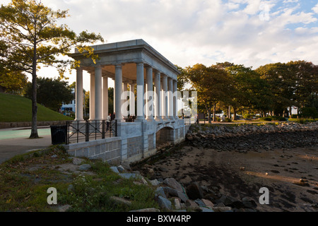 Plymouth Rock in the Pilgrim Memorial in Plymouth Massachusetts Stock Photo