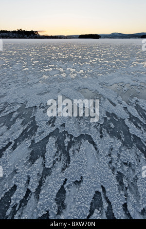 The ice covered Lake of Menteith, Stirling Region, Scotland, UK. In the Loch Lomond and the Trossachs National Park. Stock Photo