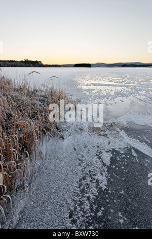 The ice covered Lake of Menteith, Stirling Region, Scotland, UK. In the Loch Lomond and the Trossachs National Park. Stock Photo