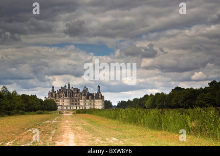 The clouds gathering above the stately chateau of Chambord in the Loire Valley, France. Stock Photo