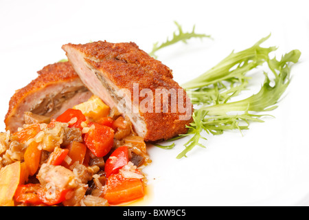 fillet with cheese and vegetables Stock Photo