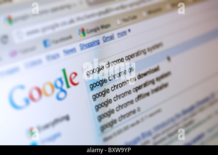 A photo illustration showing the Google Chrome Browser in conjunction with the Google search engine Stock Photo