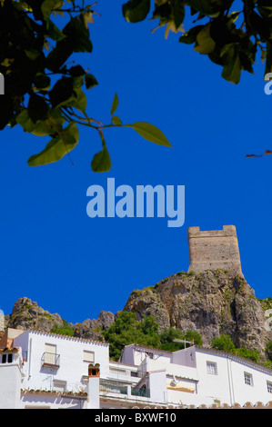 Zahara de la Sierra skyline with white houses and Castle Tower - Zahara ...