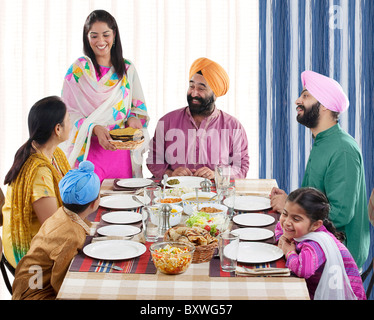 Sikh family having lunch
