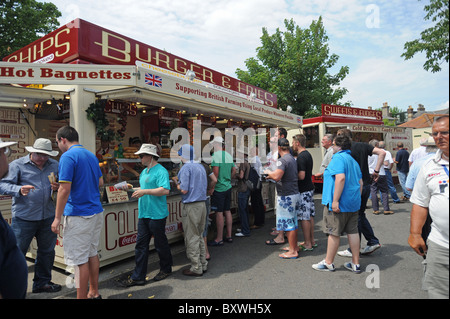 People queuing up for lunch during a break in the match between Sussex and Australia held at the County Ground in Hove Stock Photo