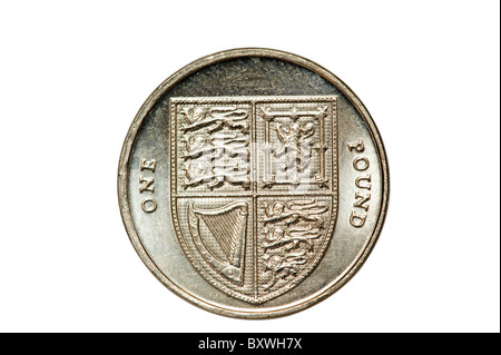 Close up of a 2009 British sterling one pound coin.  Editorial use only Stock Photo