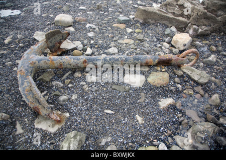 Anchor on a beach Stock Photo