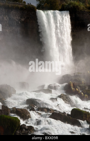 The Bridal Veil Falls, part of the America side of Niagara Falls in New York State. Taken from the 'Maid of the Mist' boat. Stock Photo