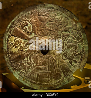 Luristan Lorestān Iran 1000 BC shield plate lively hunting scene archer lion bull shield plate Stock Photo