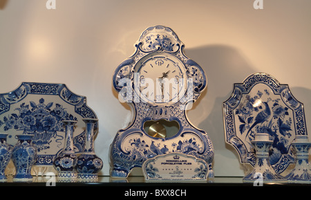 Delft pottery on display and for sale Amsterdam Stock Photo