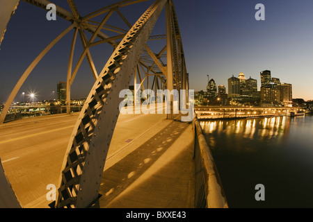 Second Street Bridge and Louisville skyline reflecting on Ohio River,Louisville, KY Stock Photo