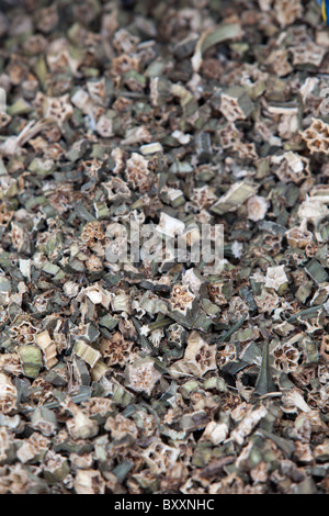In Djibo in northern Burkina Faso, dried okra is on sale in the market. Stock Photo
