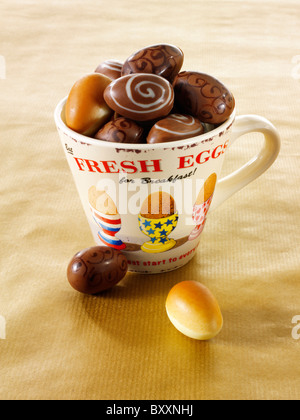 Traditional mini chocolate Easter eggs Stock Photo