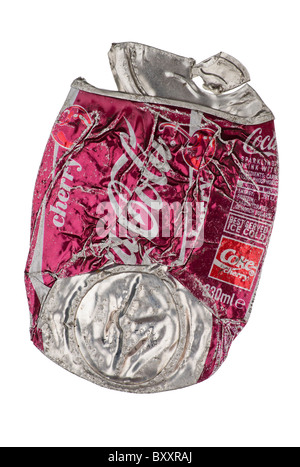 Crushed Can of Cherry Coca-Cola. Stock Photo