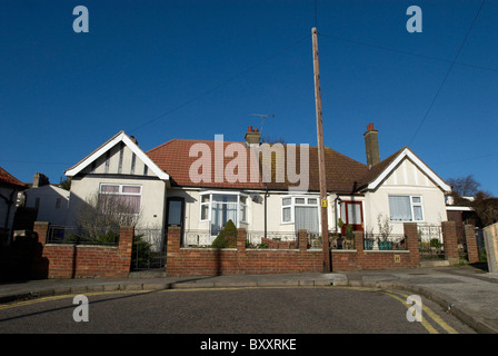 Semi-detached 1930's bungalows Ipswich UK Stock Photo