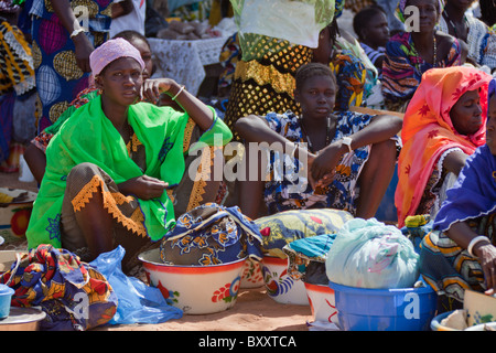 Women in the weekly market of Djibo in northern Burkina Faso. Stock Photo