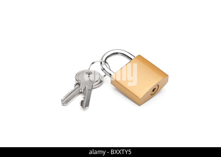 Closed padlock and keys Stock Photo