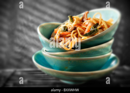 Chinese Stir fried vegetables & noodles Stock Photo