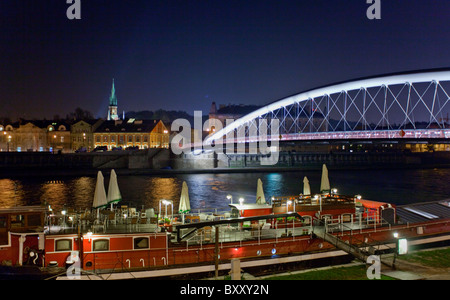 Bernadka footbridge, the bridge for pedestrians and cyclists linking neighborhoods Kazimierz and Podgórze, Poland Stock Photo