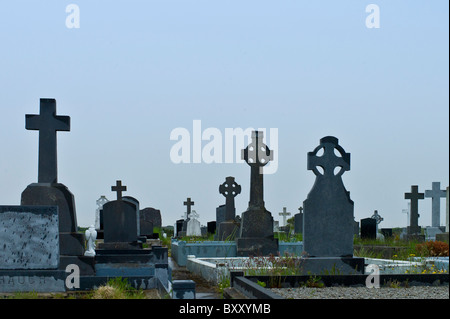 Graves at Lisdeen christian graveyard near Kilkee, County Clare, West of Ireland Stock Photo