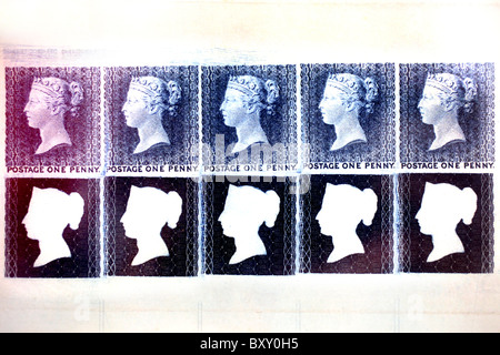 Penny Black postage stamps of Queen Victoria, issued May 6, 1840