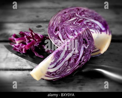 Fresh cut red cabbage Stock Photo