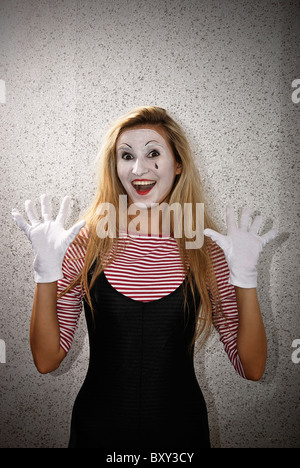 happy dramatic mime actor . Close-up Stock Photo