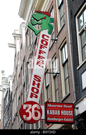 Coffee Shop sign in Amsterdam, Holland Stock Photo